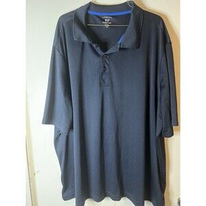 George Mens Navy Blue Polo Shirt Solid Short Sleeve Collared Top Pullover 3XL